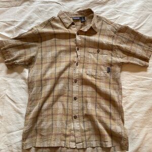 Patagonia Men's Beige and Brown Plaid Shirt